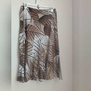 East 5th Skirt Women 8 Brown & White Leaf Pattern A-Line Bohemian Versatile VTG
